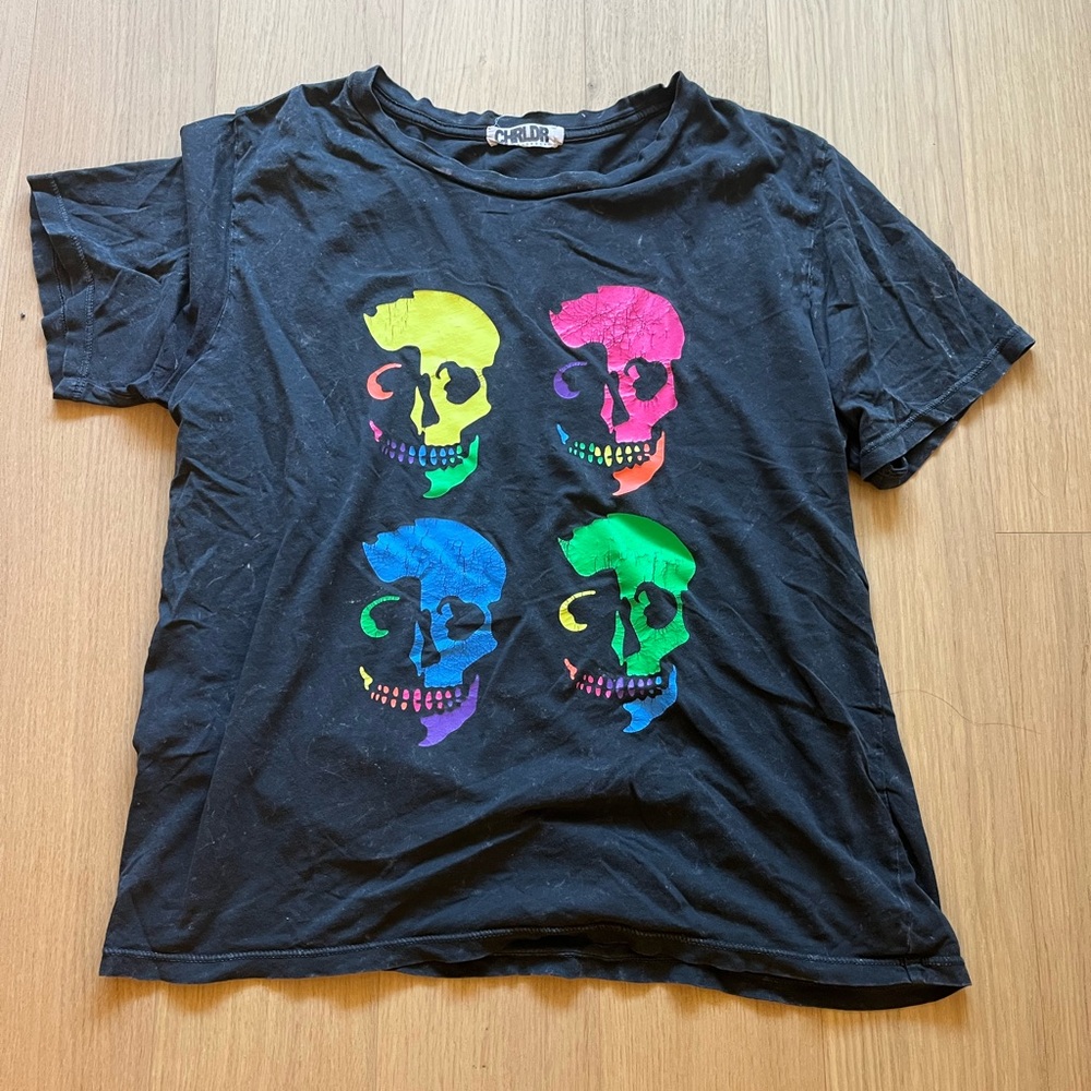 CHRLDR Neon Skull Graphic Tee. Size S/P.